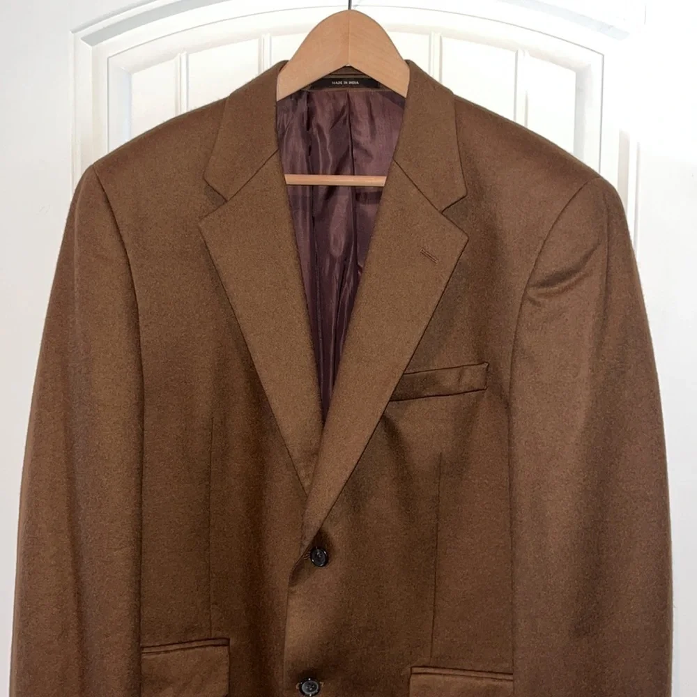 100% cashmere dark camel brown sports coat blazer 41 Reg work office